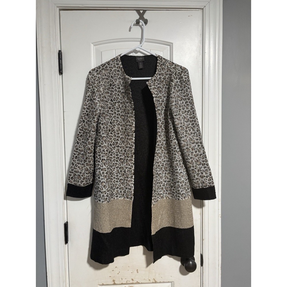 Travelers Collection by‎ Chicos blazer cardigan black gold open front Size 0